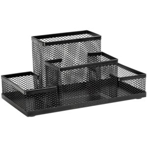 Organizador de 4 Compartimientos de Malla de Metal para Escritorio – Oficina