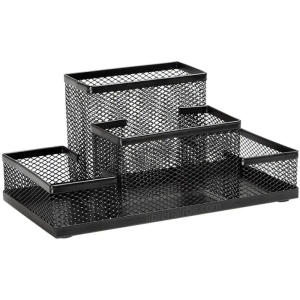 Organizador de 4 Compartimientos de Malla de Metal para Escritorio – Oficina