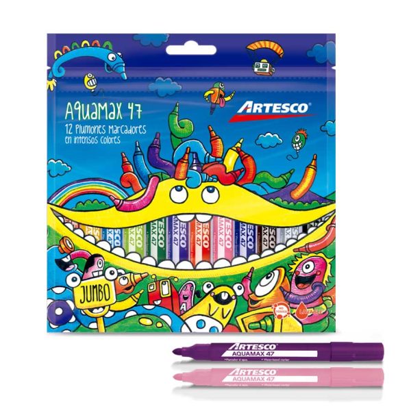 Plumones Gruesos Aquamax 47 estuche x 12 Artesco
