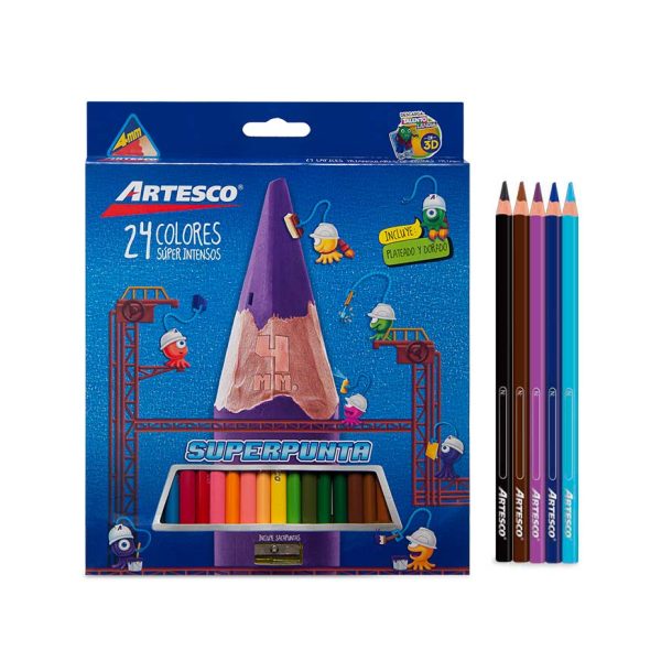 Colores Largos Artesco Triangulares X 24 Und