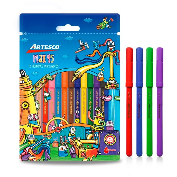 Plumones Delgados Artesco Max 45 x 12 unds.